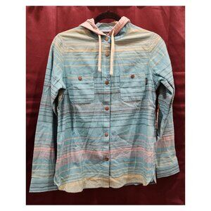 NEW Women's Dakine Brighton Flannel W/ Hood Seablue ~ Size Small